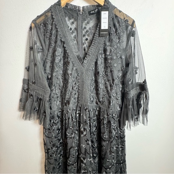 Tolani Cloudine Embroidered Lace Mesh Midi Fairy Goth Dress Size XXL NWT - Picture 5 of 12